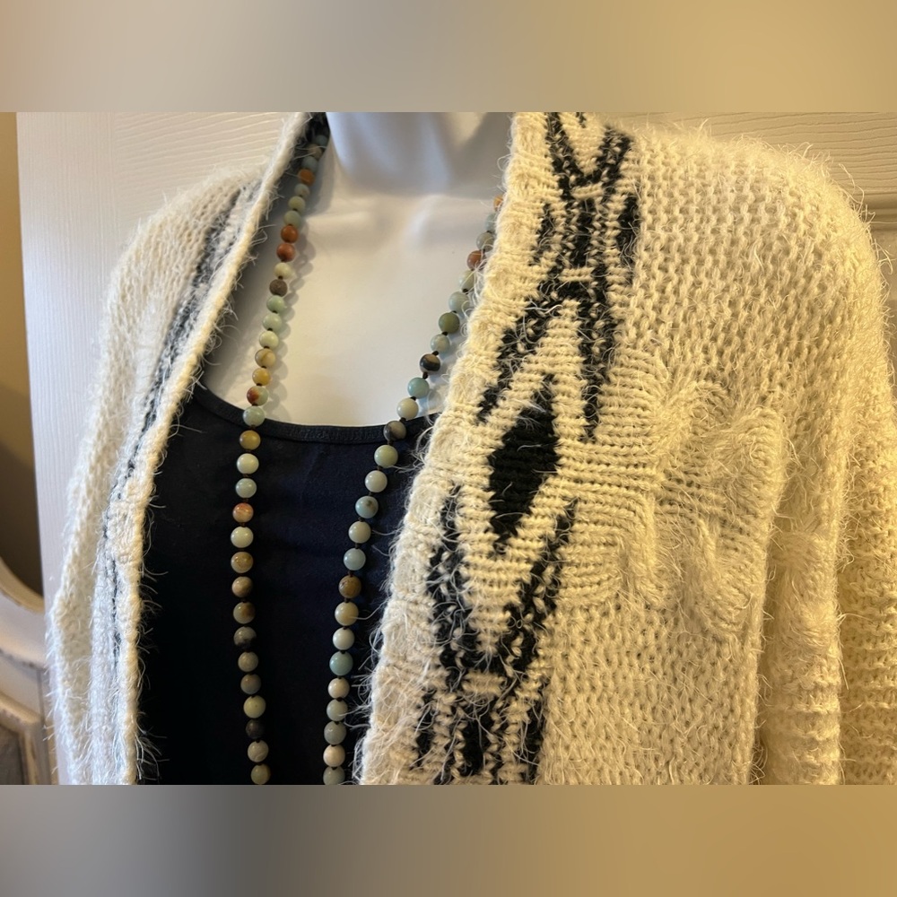 Oceanus Tribal Aztec Print Cardigan Sweater Size M - Picture 5 of 7